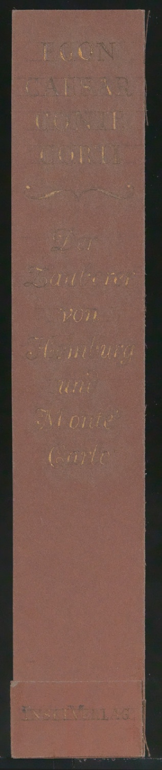 Entwurf für den Buchrücken von der Zauberer von Homburg und Monte Carlo — Blatt 1