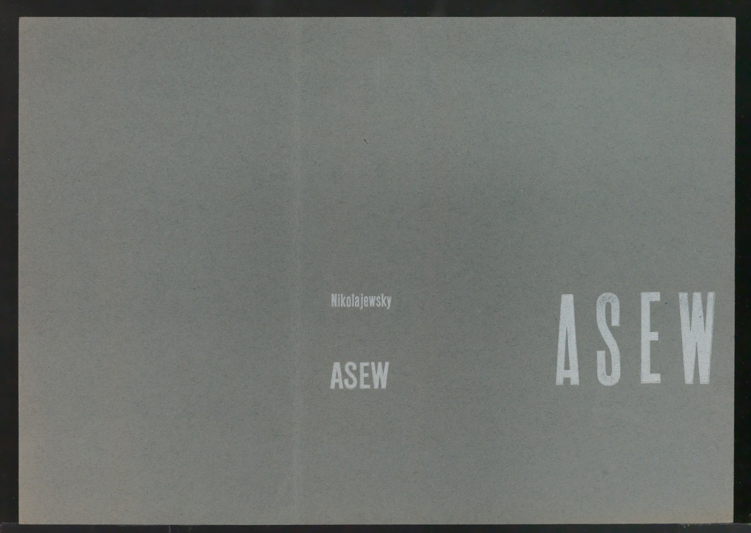Probedruck für den Bucheinband von ASEW — Blatt 1