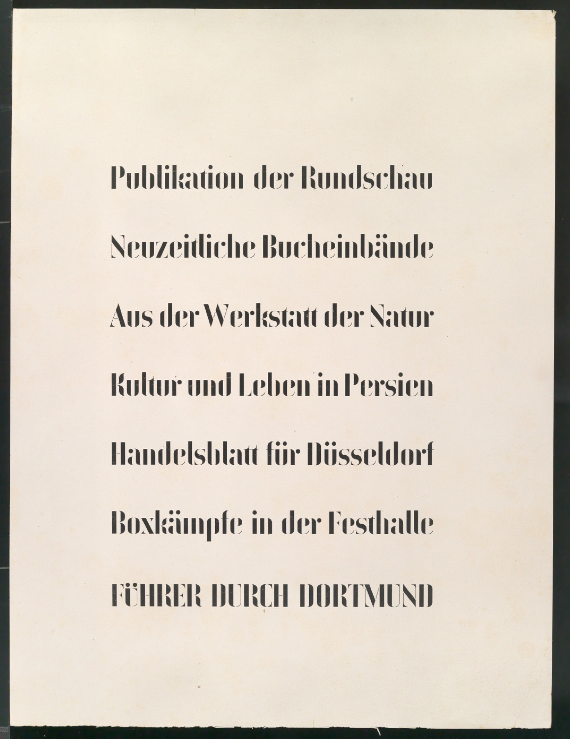 Probedrucke von Schriftproben für Schablonenschrift für die Stempel AG — Blatt 11