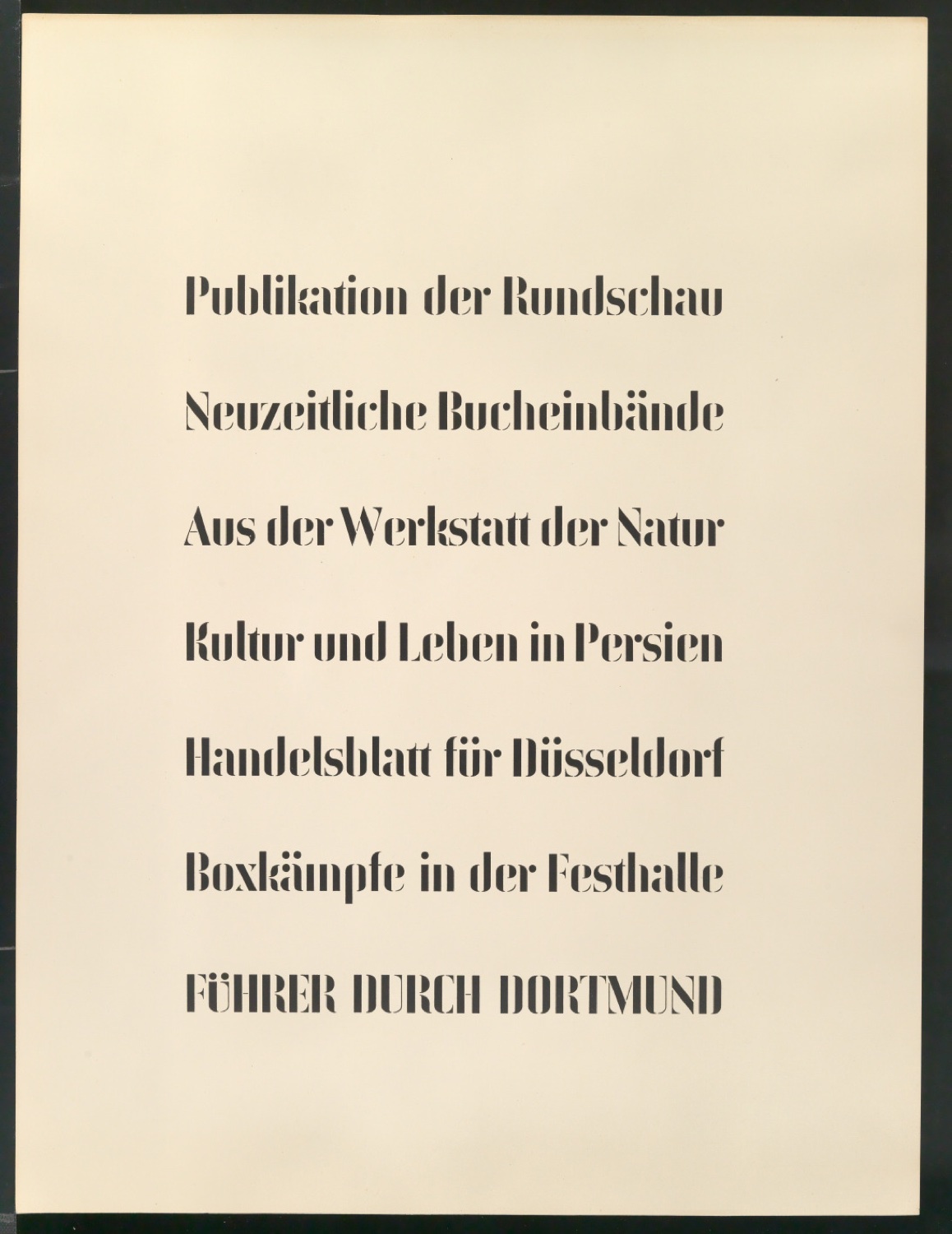 Probedrucke von Schriftproben für Schablonenschrift für die Stempel AG — Blatt 15