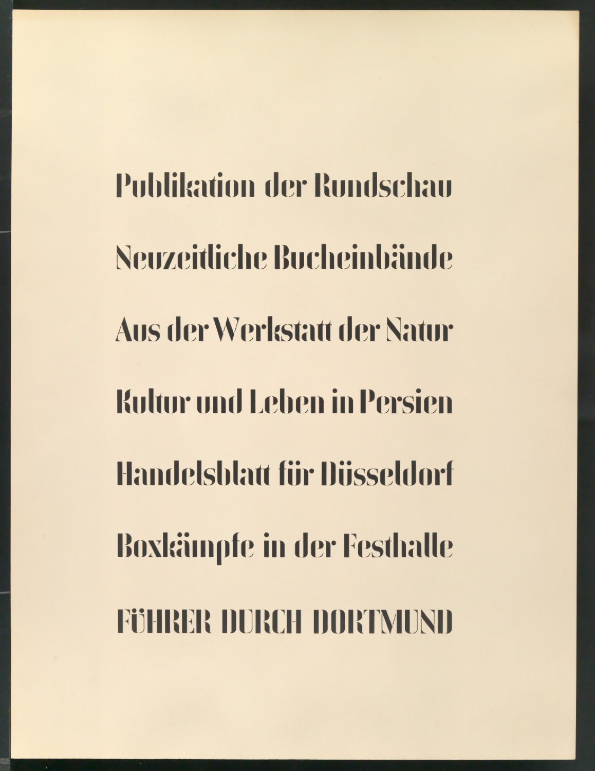 Probedrucke von Schriftproben für Schablonenschrift für die Stempel AG — Blatt 17
