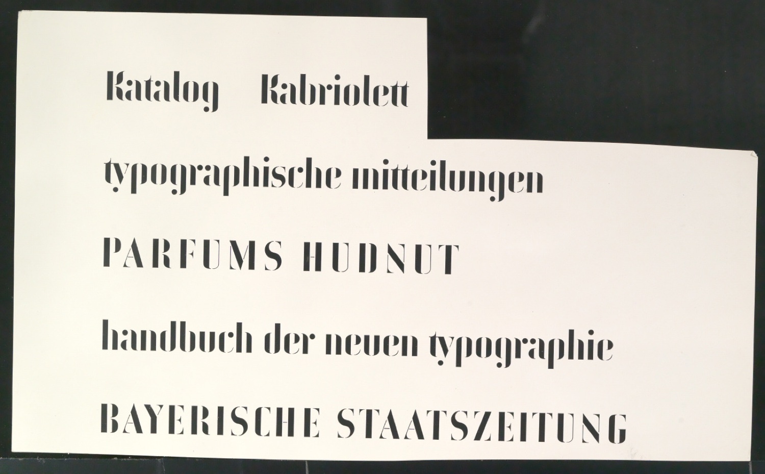 Probedrucke von Schriftproben für Schablonenschrift für die Stempel AG — Blatt 21