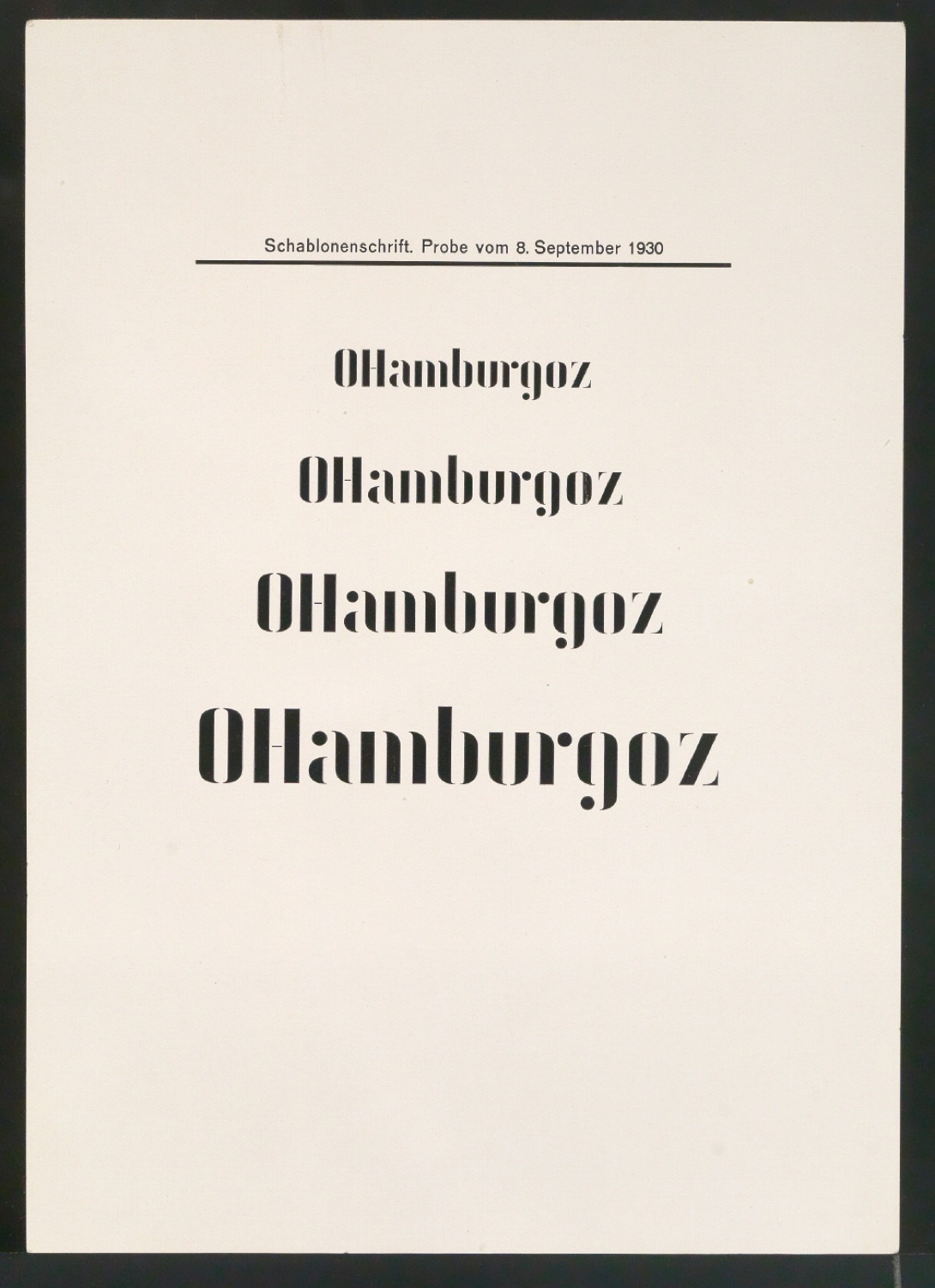 Probedrucke von Schriftproben für Schablonenschrift für die Stempel AG — Blatt 31