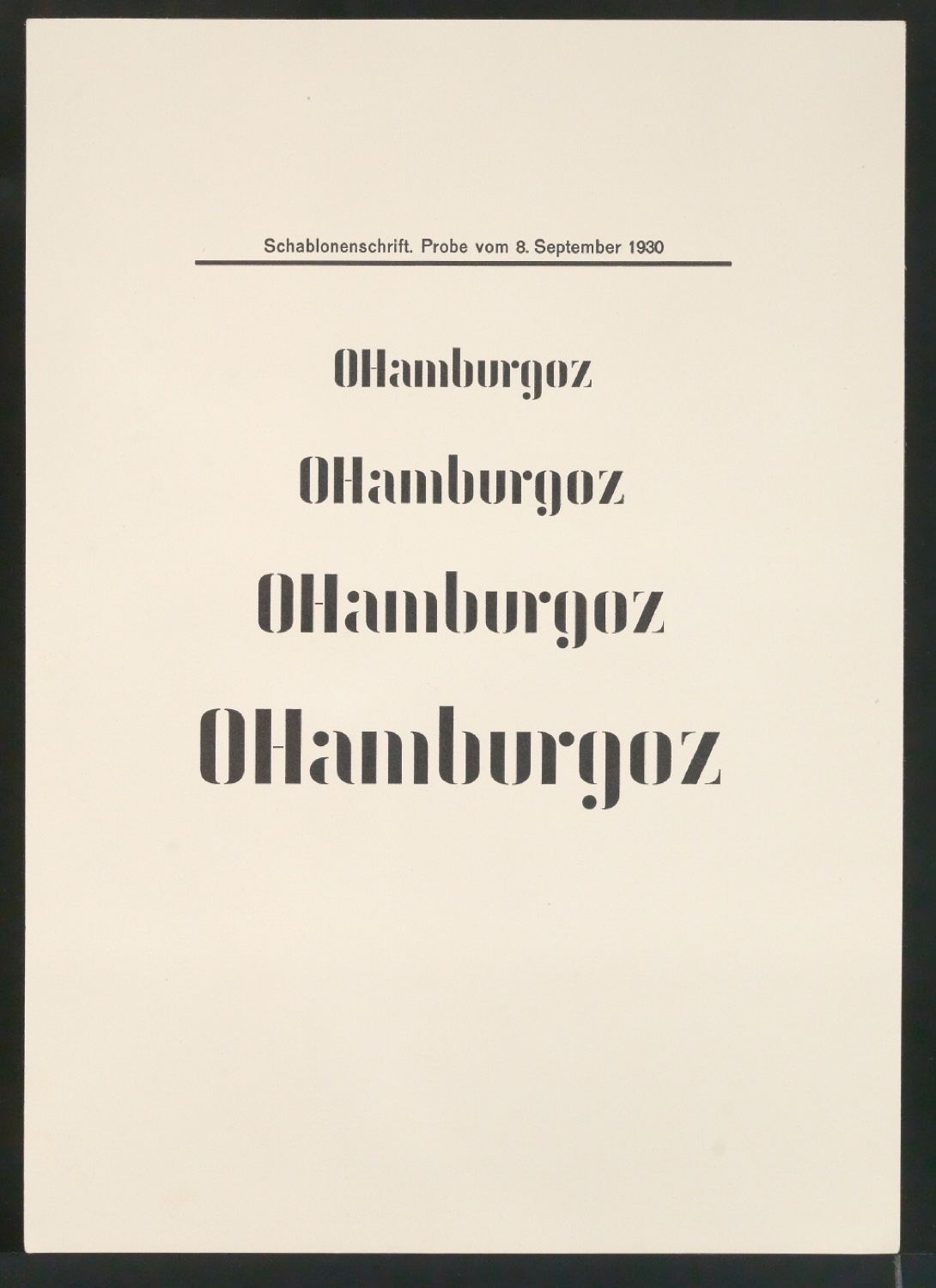 Probedrucke von Schriftproben für Schablonenschrift für die Stempel AG — Blatt 39