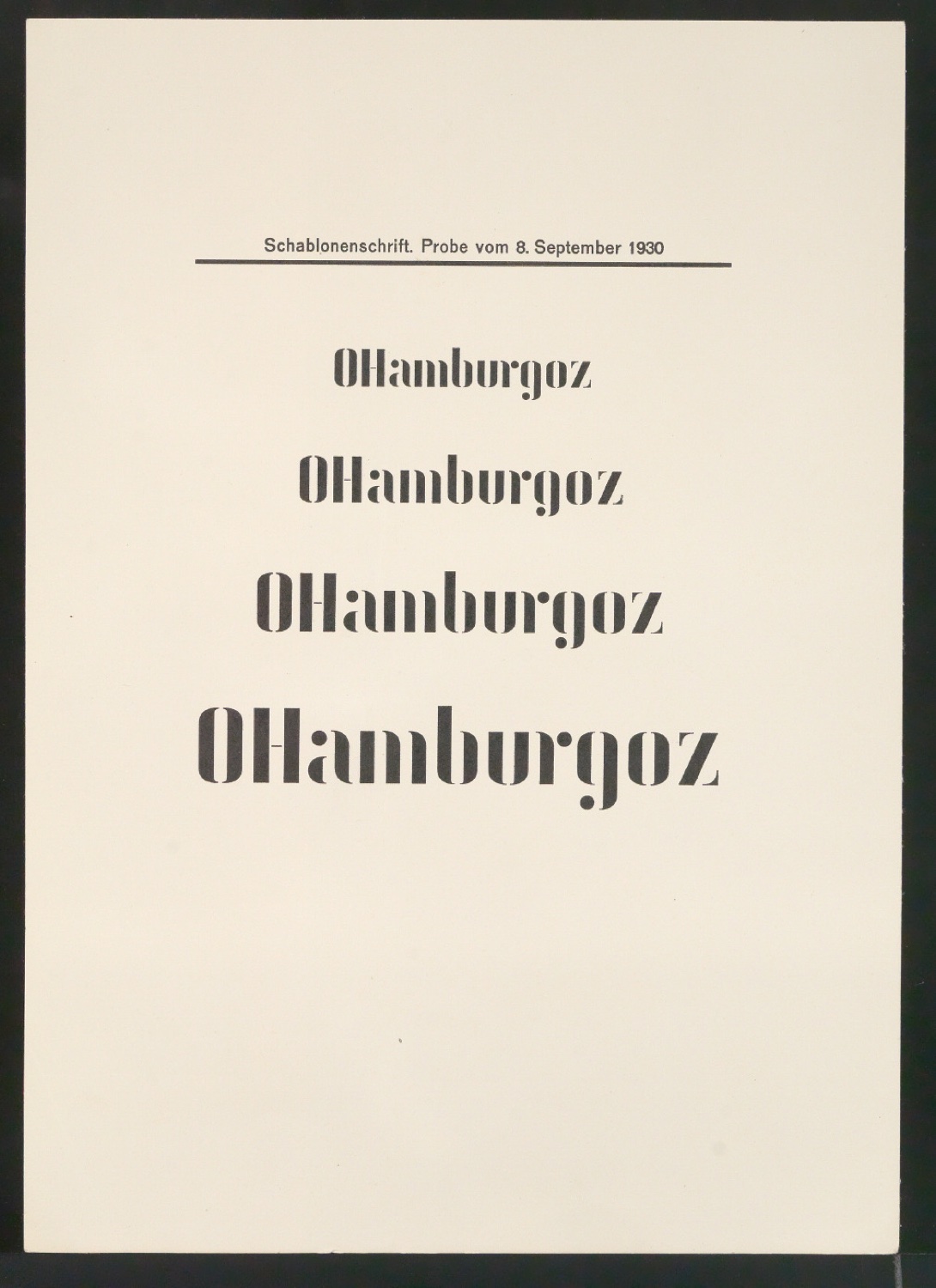 Probedrucke von Schriftproben für Schablonenschrift für die Stempel AG — Blatt 41