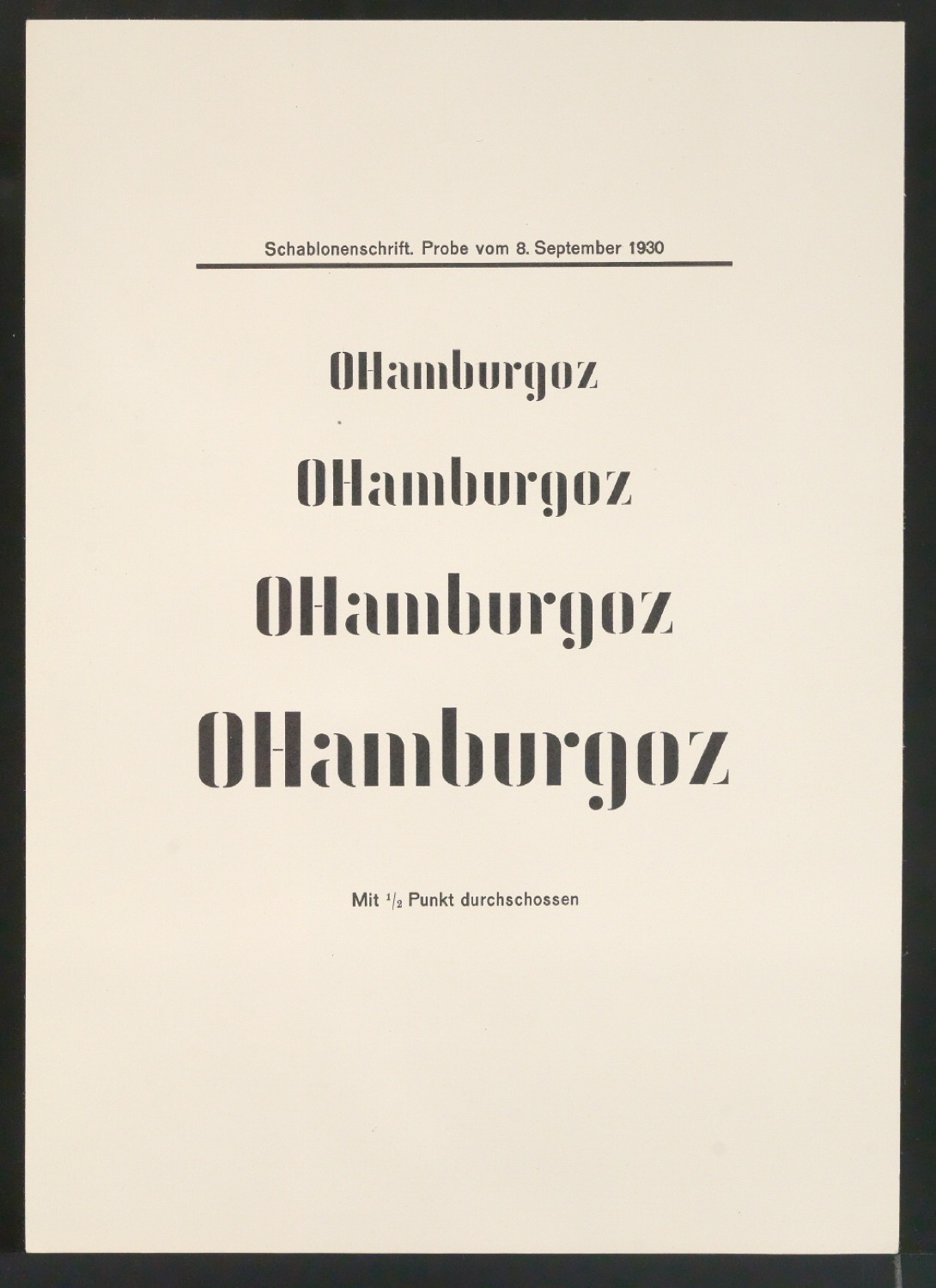 Probedrucke von Schriftproben für Schablonenschrift für die Stempel AG — Blatt 51