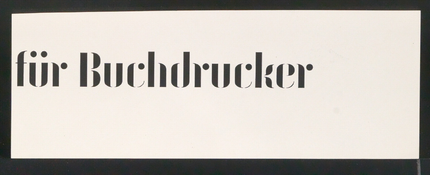 Probedrucke von Schriftproben für Schablonenschrift für die Stempel AG — Blatt 61