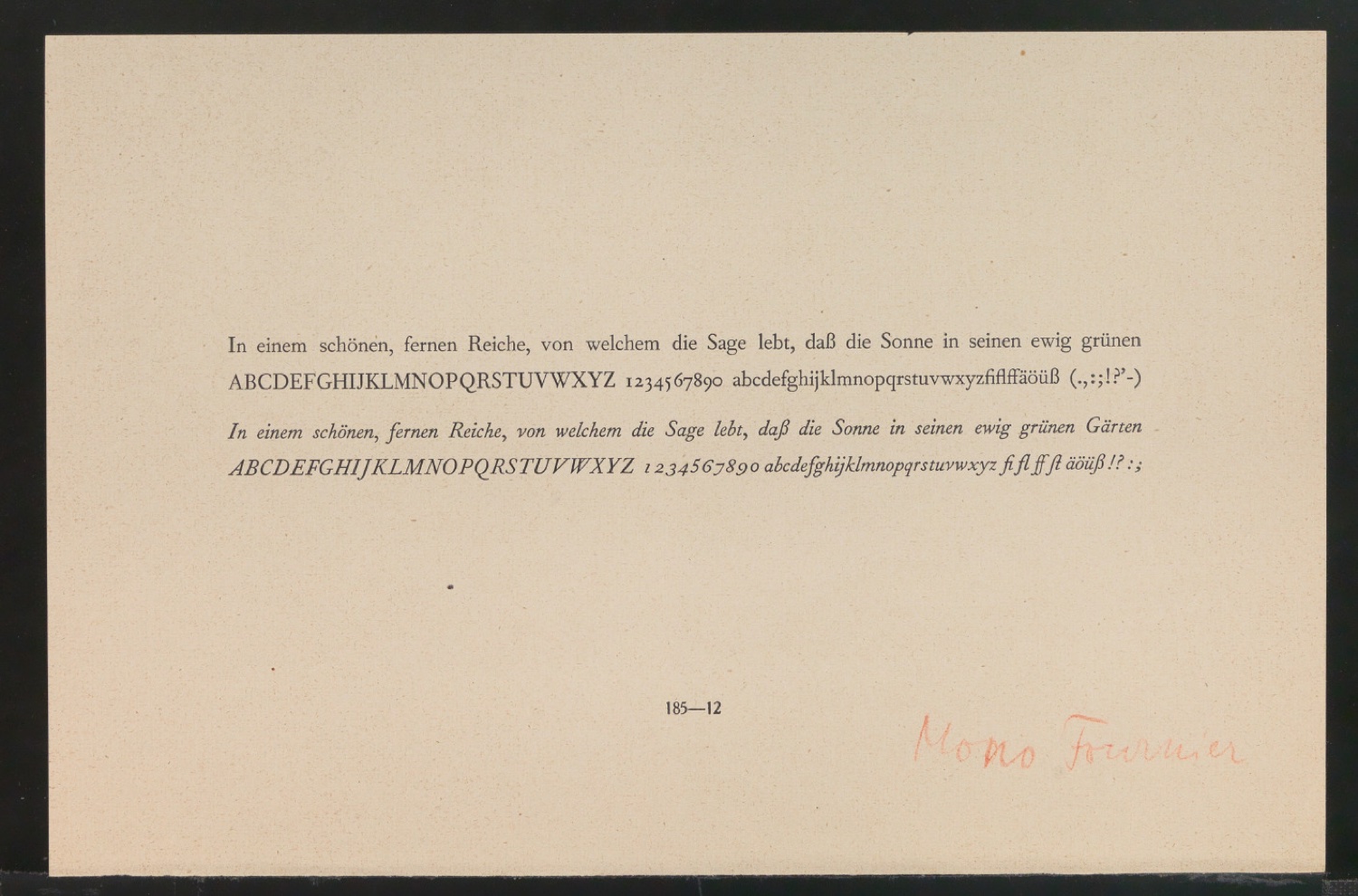 Probedruck einer Fournier Monotypie für Schriftschreiben für Setzer — Blatt 1