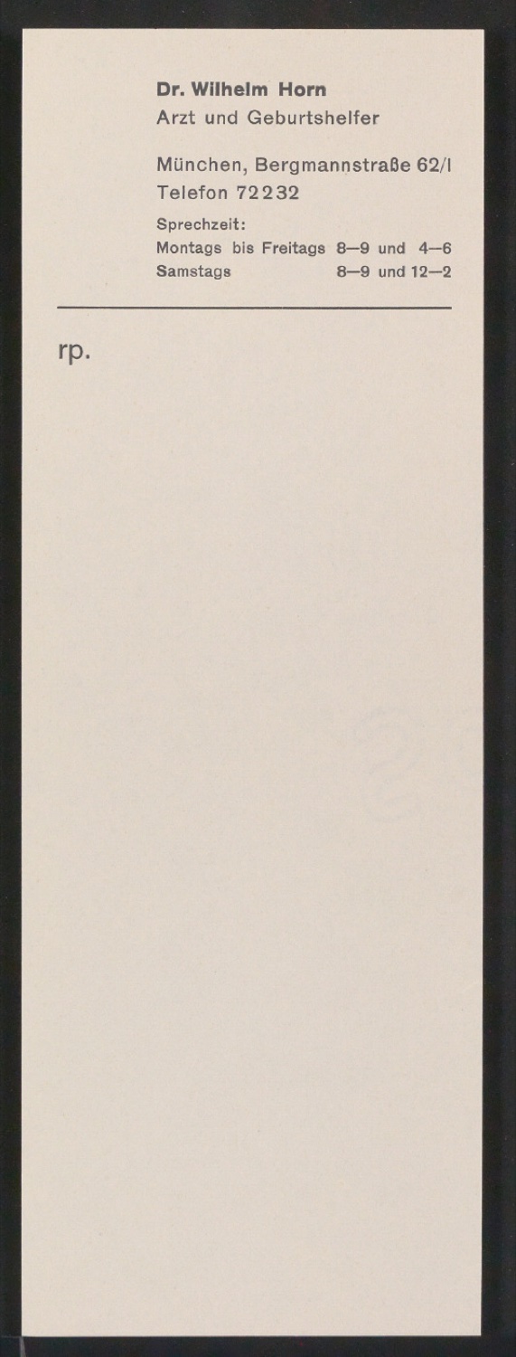 Drucksachen für Dr. Wilhelm Horn Arzt und Geburtshelfer — Blatt 7
