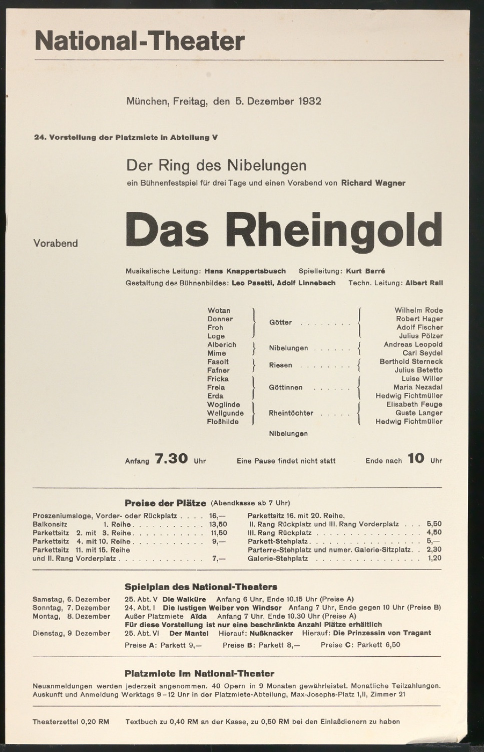 Werbeplakate für Das Rheingold 1930-1932 — Blatt 3