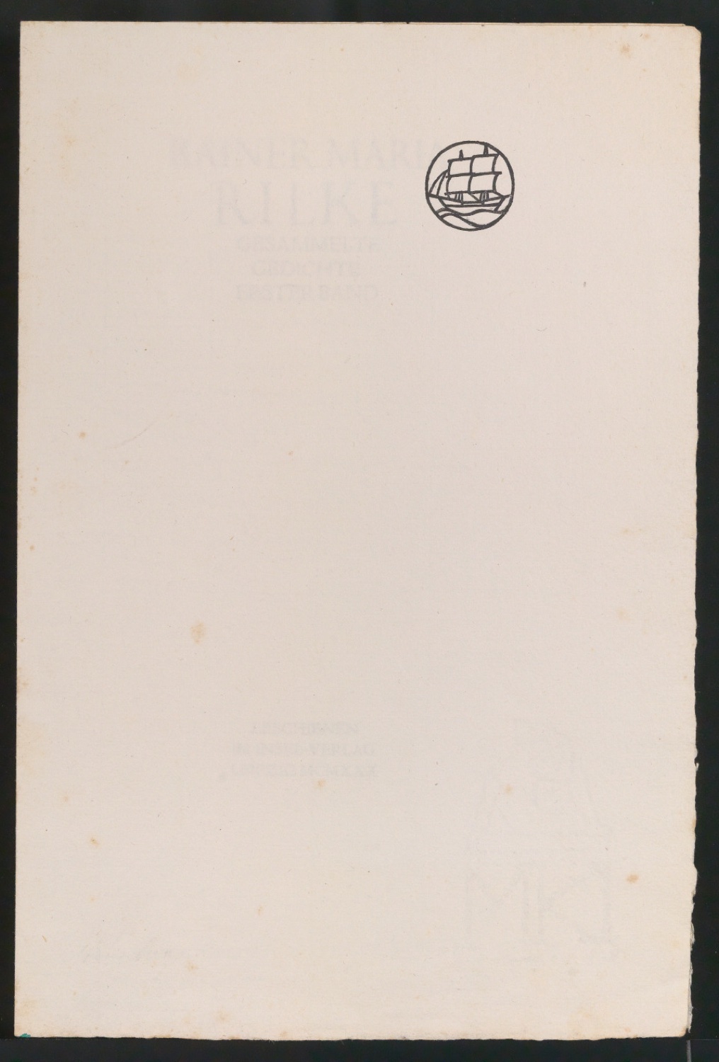 Probedruck der Titelei von Gesammelte Gedichte, Erster Band — Blatt 1