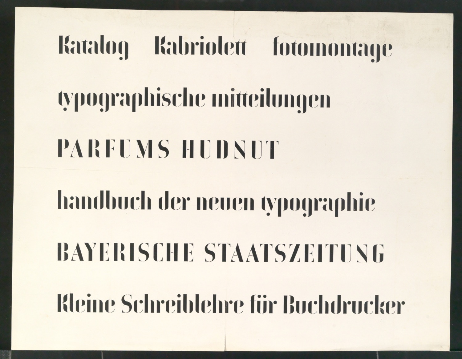 Probedruck von Schablonenschrift für die Stempel AG — Blatt 1