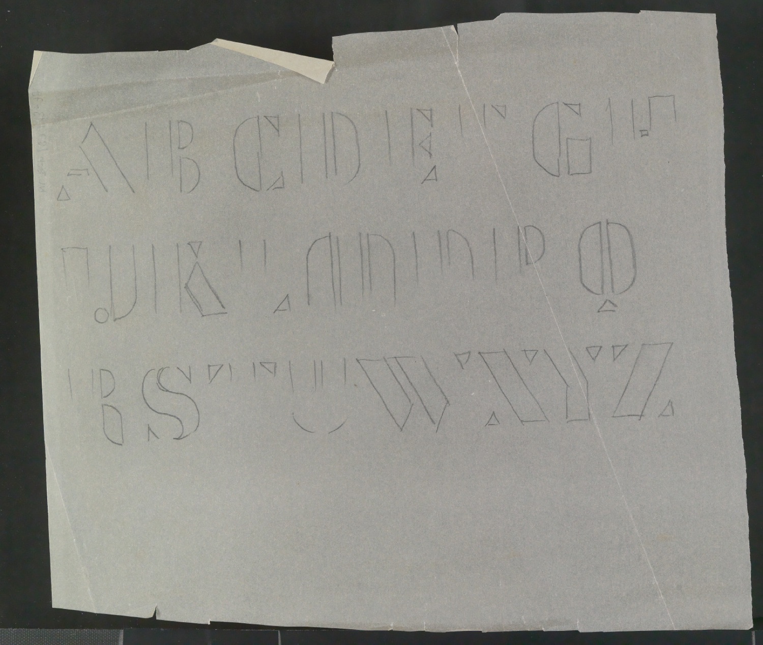 Entwurfszeichnungen von Schablonenschrift für die Stempel AG — Blatt 1