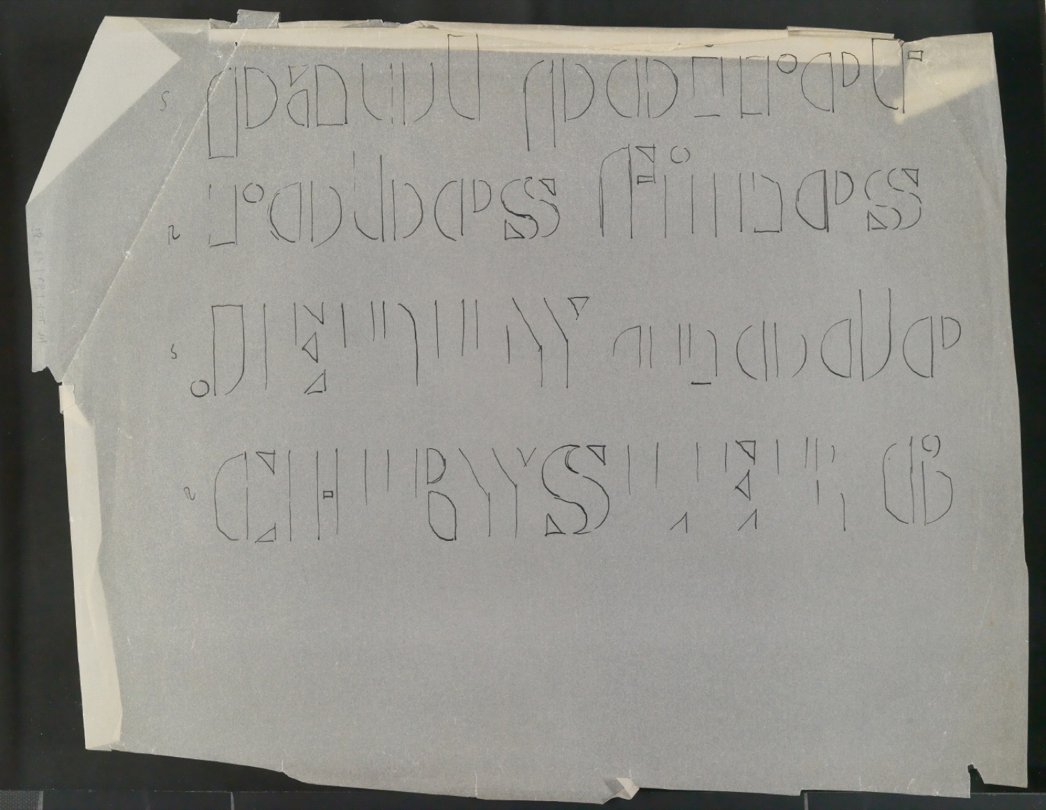 Entwurfszeichnungen von Schablonenschrift für die Stempel AG — Blatt 3