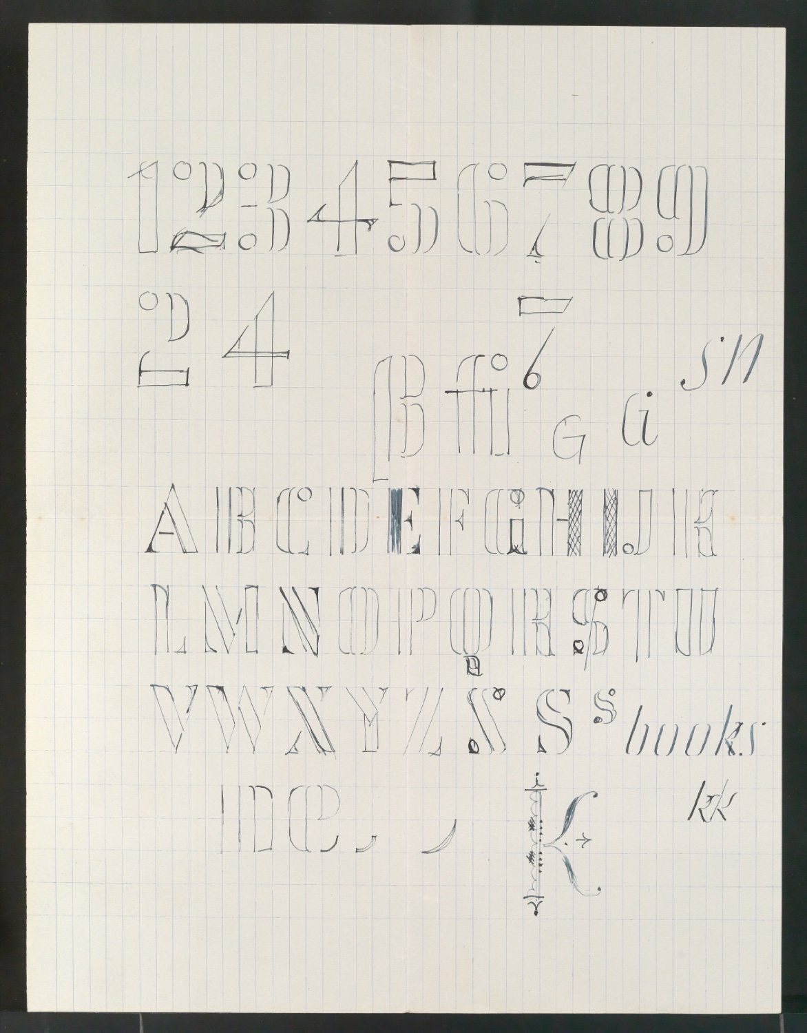 Entwurfszeichnungen von Schablonenschrift für die Stempel AG — Blatt 17