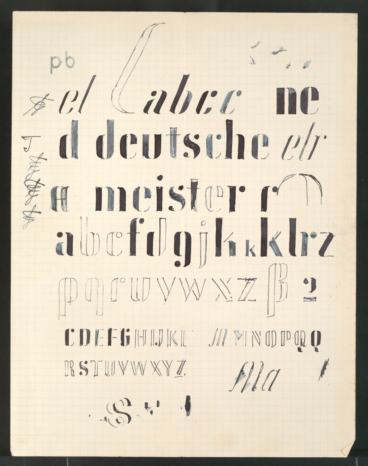 Entwurfszeichnungen von Schablonenschrift für die Stempel AG — Blatt 21