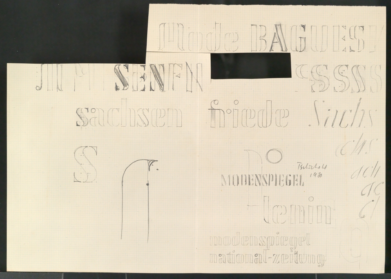 Entwurfszeichnungen von Schablonenschrift für die Stempel AG — Blatt 25