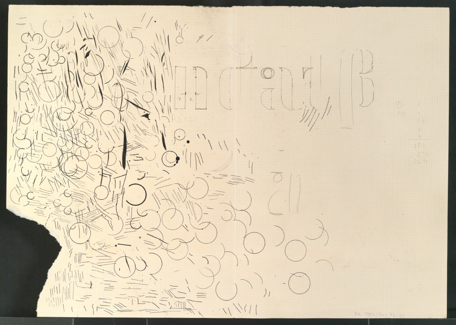 Entwurfszeichnungen von Schablonenschrift für die Stempel AG — Blatt 28