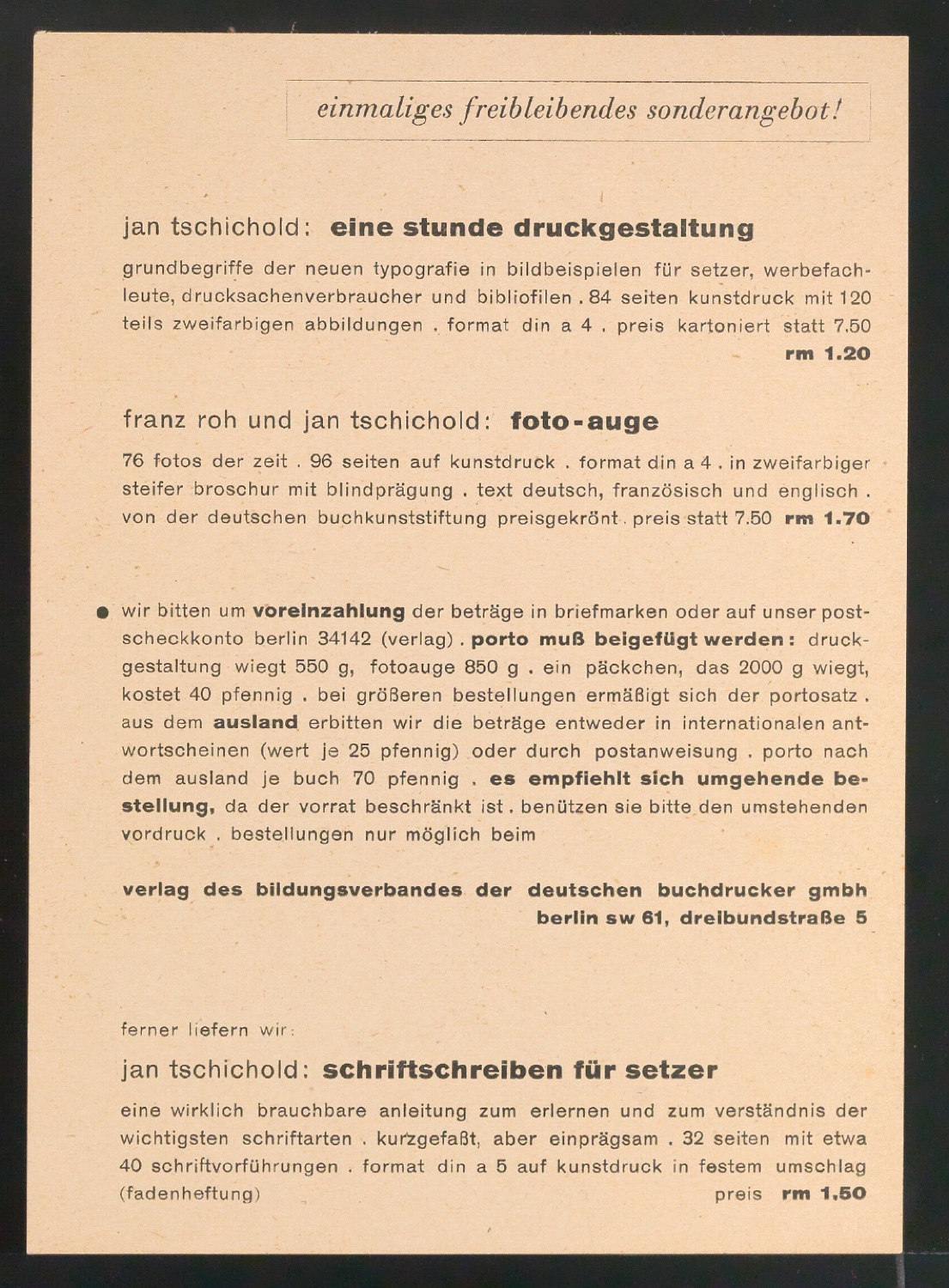 Bestellschein zu Eine Stunde Druckgestaltung — Blatt 1