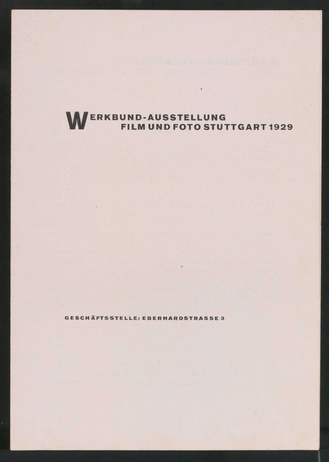 Faltblatt Programm Werkbund-Ausstellung Stuttgart 1929 - Film und Foto — Blatt 4