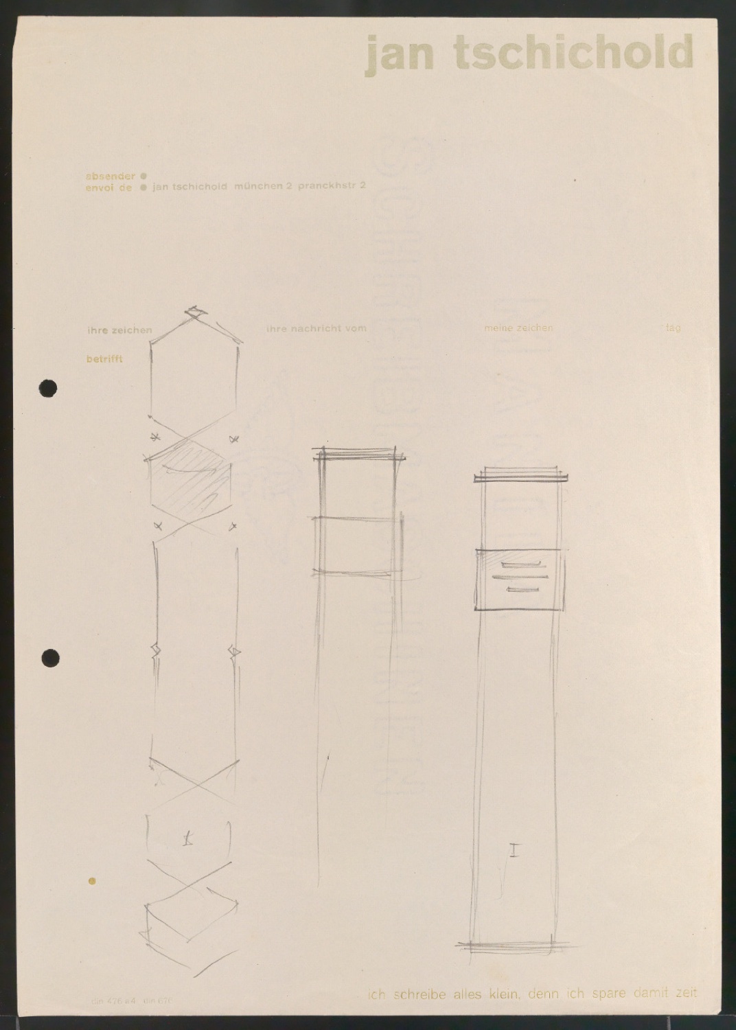 Entwürfe und Entwurfsskizzen für den Bucheinband von Heinrich von Kleists Sämtliche Werke — Blatt 11