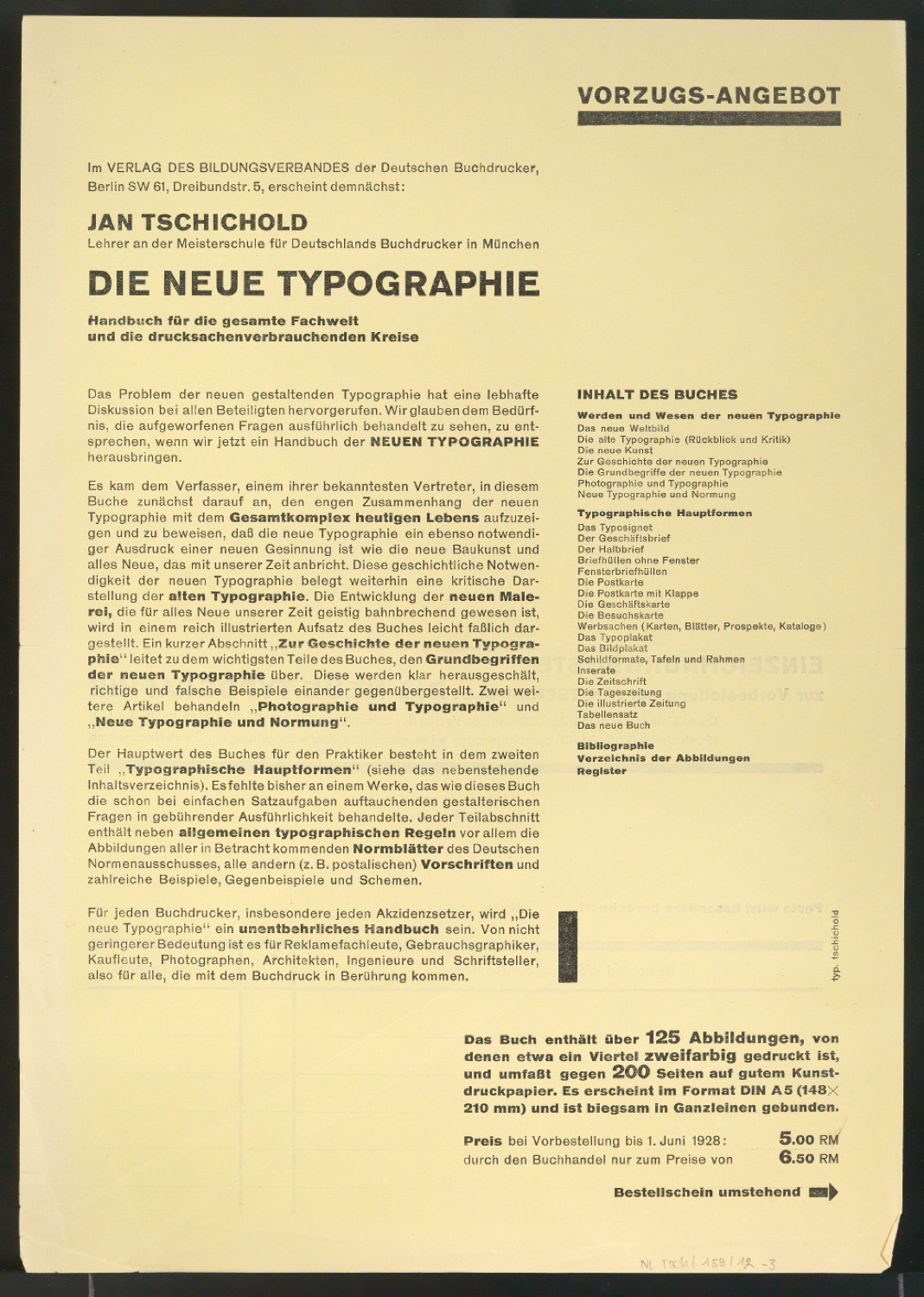 Bestellschein Vorzugs-Angebot für Die Neue Typographie — Blatt 2