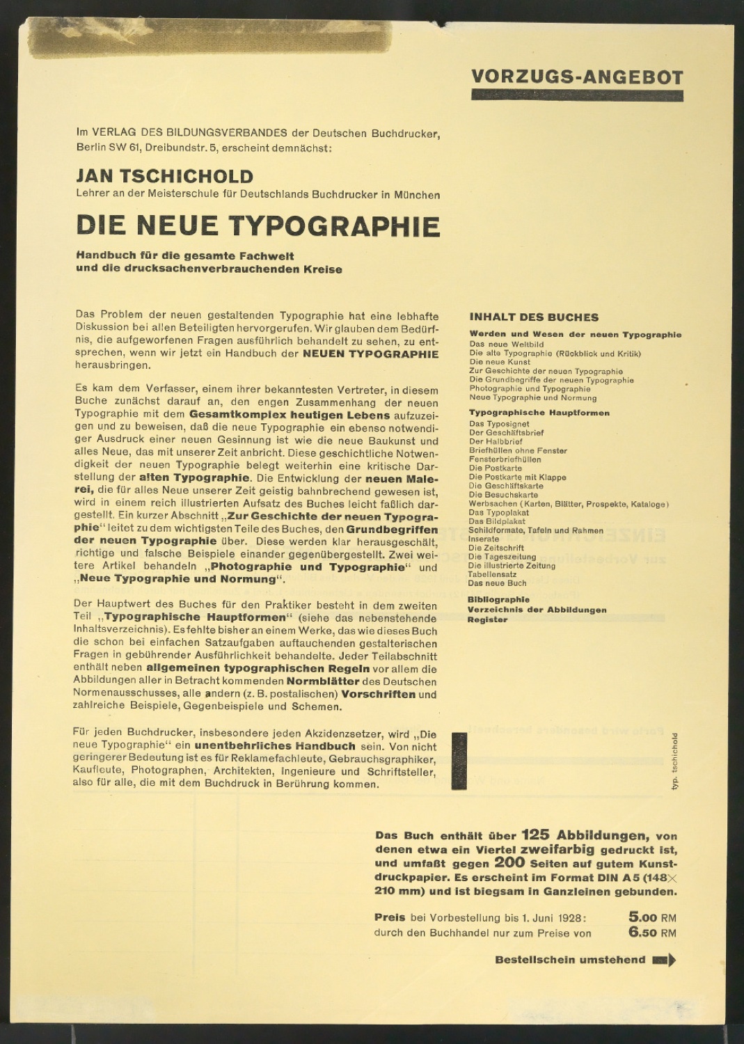 Bestellschein Vorzugs-Angebot für Die Neue Typographie — Blatt 3