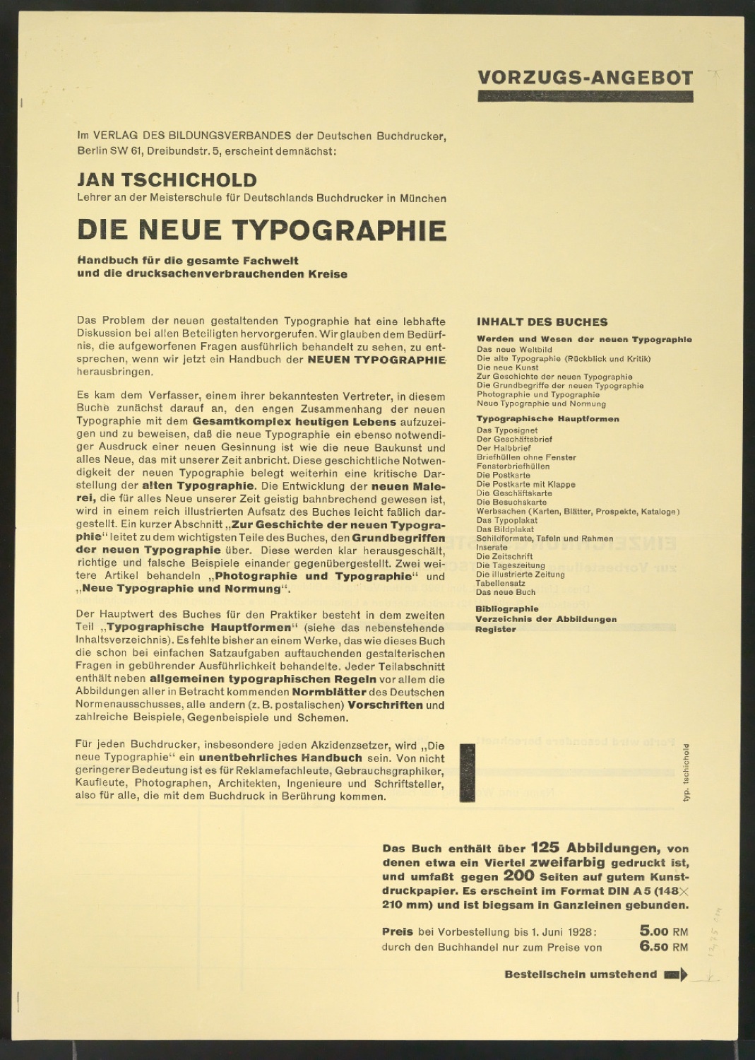 Bestellschein Vorzugs-Angebot für Die Neue Typographie — Blatt 5