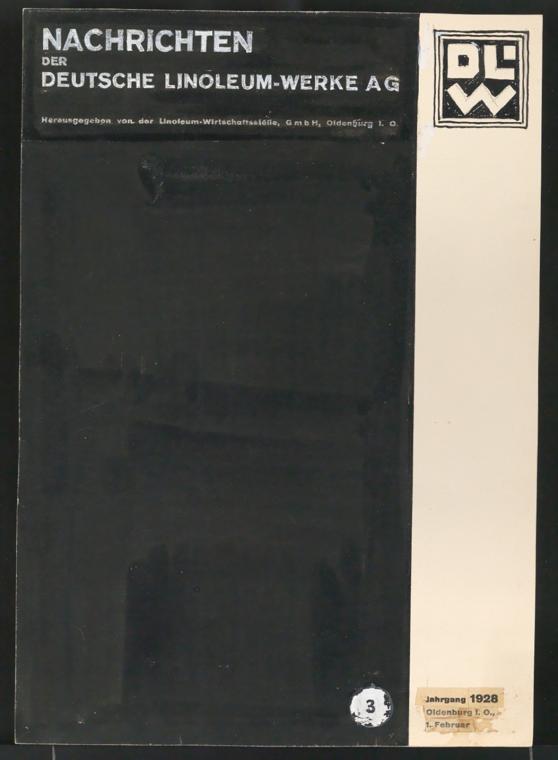 Entwurf von Umschlag für Nachrichten der Deutsche Linoleum-Werke AG - Heft 3 — Blatt 1