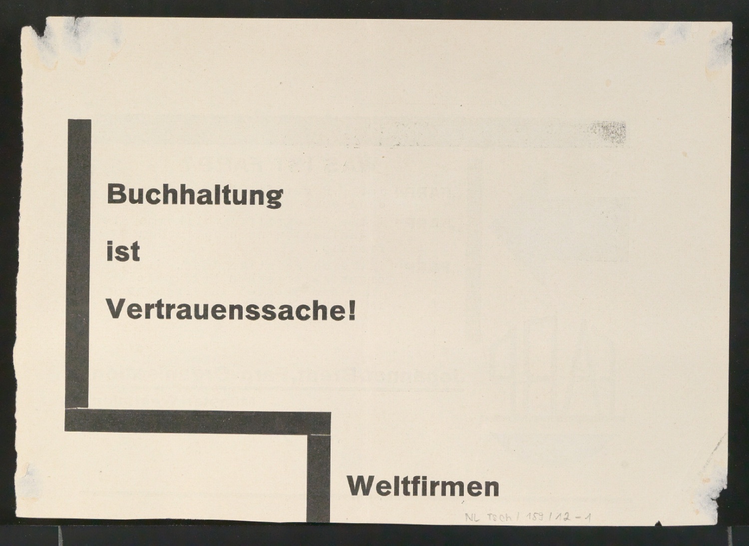 Satzvorlage für Illustration Werbeanzeige Farp-Organisation für Die neue Typographie — Blatt 2