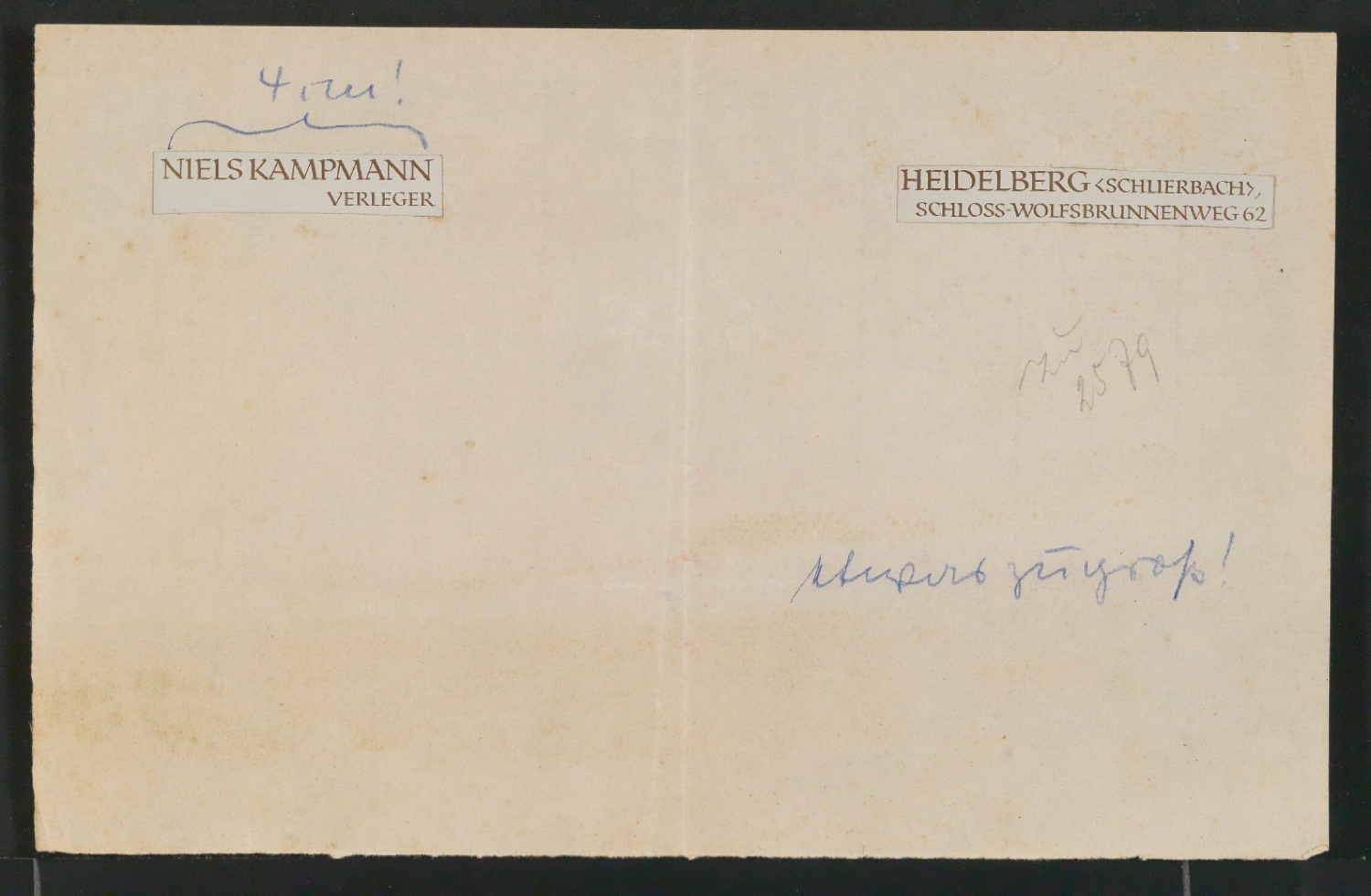 Entwurf von Briefbogen für Niels Kampmann — Blatt 1