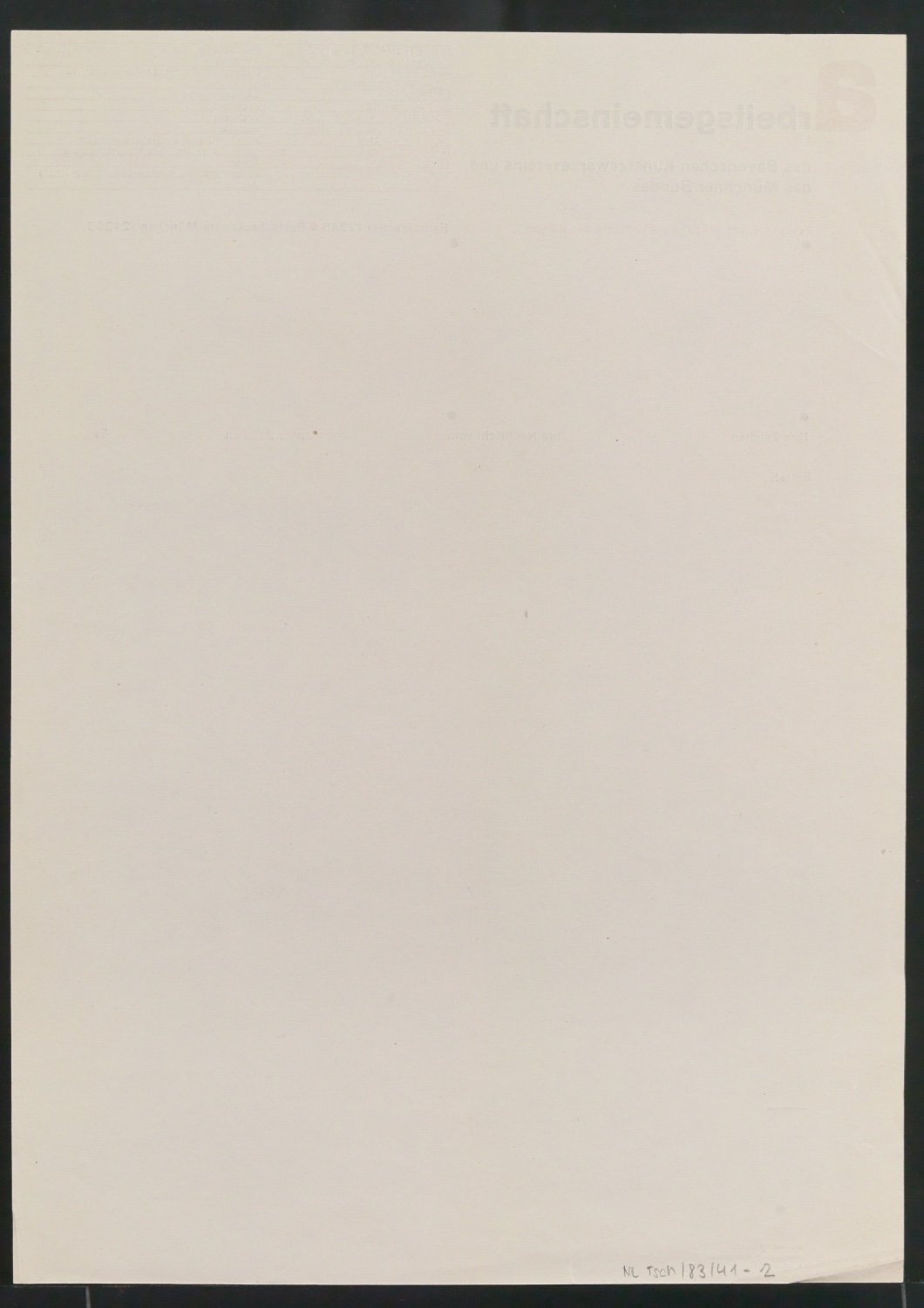 Klebeentwurf und Belegexemplar von Briefbogen für Arbeitsgemeinschaft des Bayrischen Kunstgewerbevereins und des Münchner Bundes — Blatt 4
