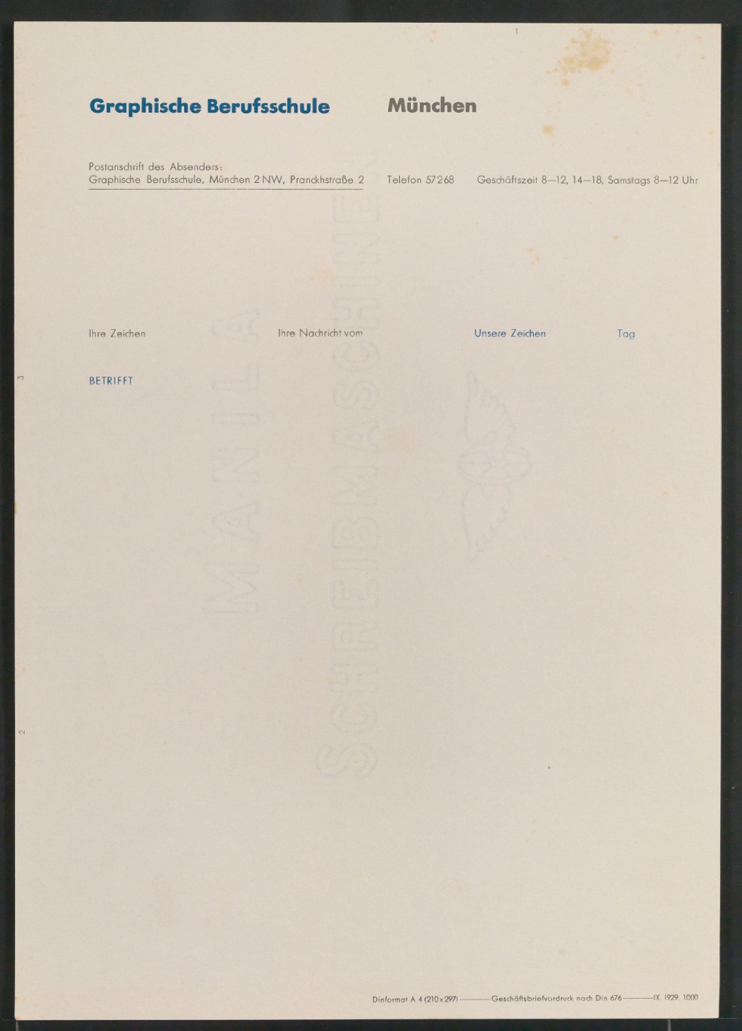 Geschäftsbriefvordruck nach Din 676 — Blatt 3