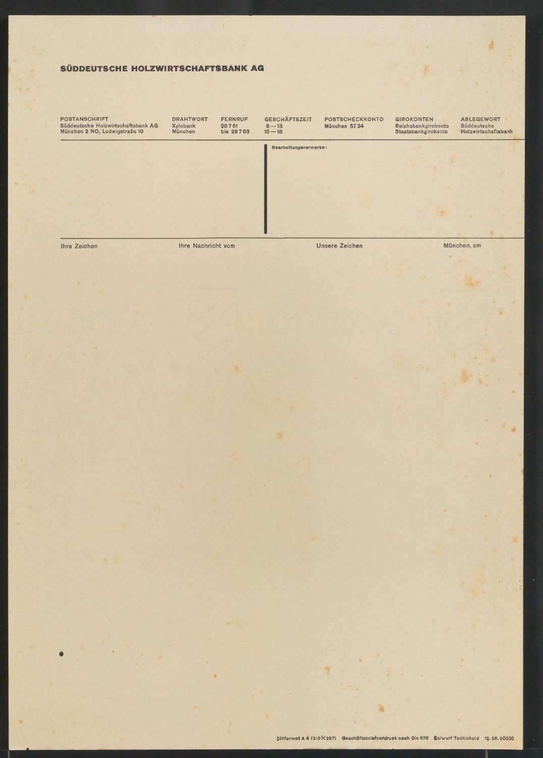 Geschäftsbriefvordrucke nach Din 676 und Din 677 — Blatt 1