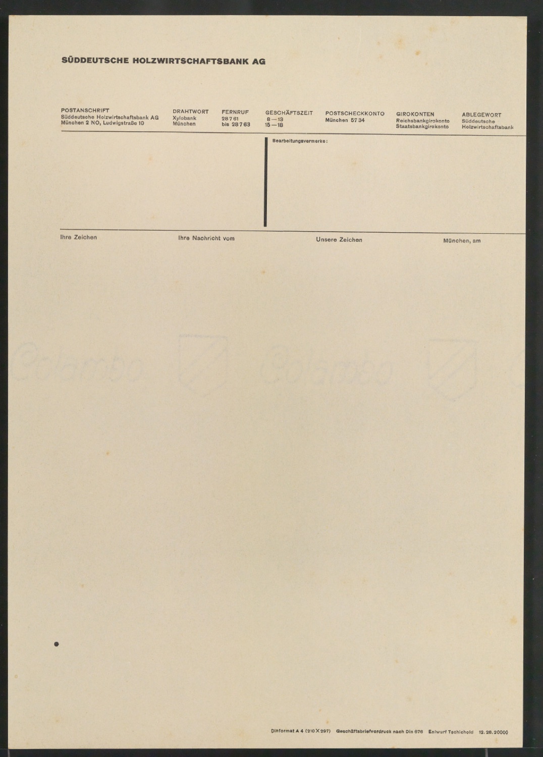 Geschäftsbriefvordrucke nach Din 676 und Din 677 — Blatt 3