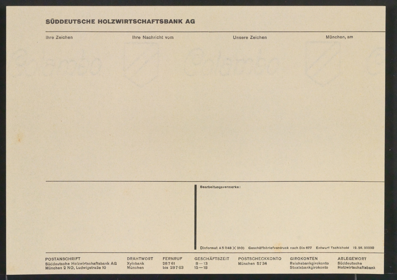 Geschäftsbriefvordrucke nach Din 676 und Din 677 — Blatt 5