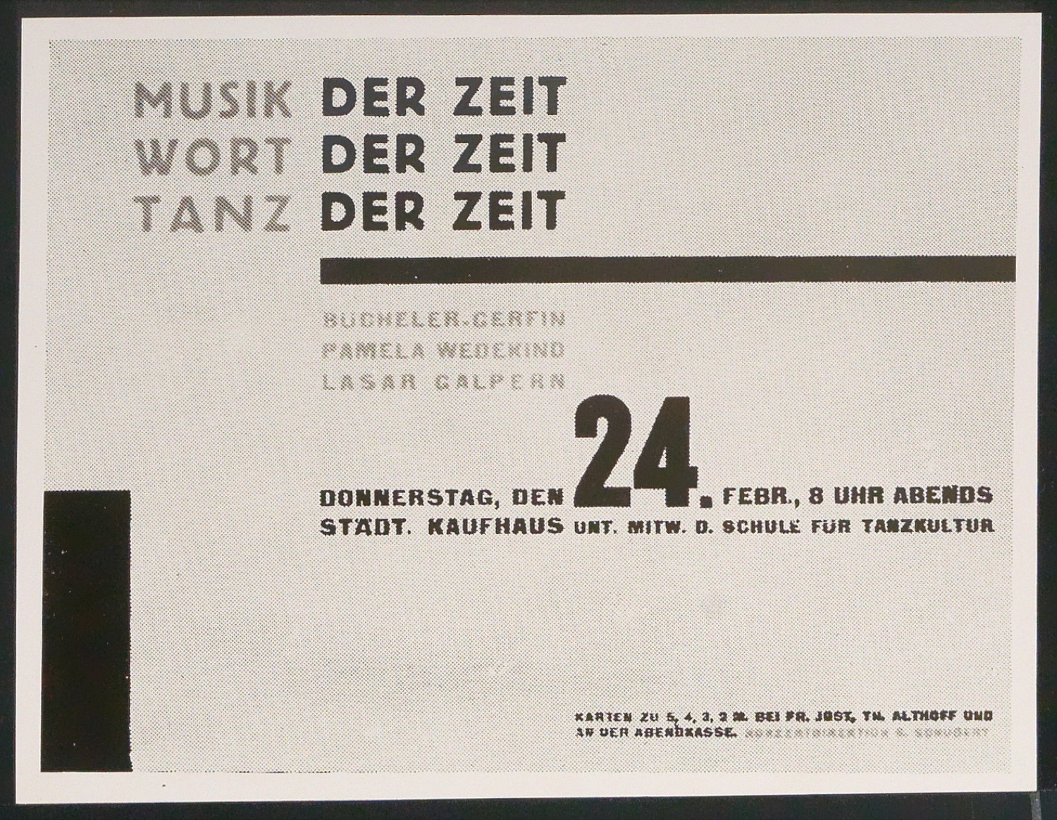 Verkleinerter Probedruck und Fotografie von Plakat Musik der Zeit, Wort der Zeit, Tanz der Zeit für Städtisches Kaufhaus Leipzig — Blatt 3