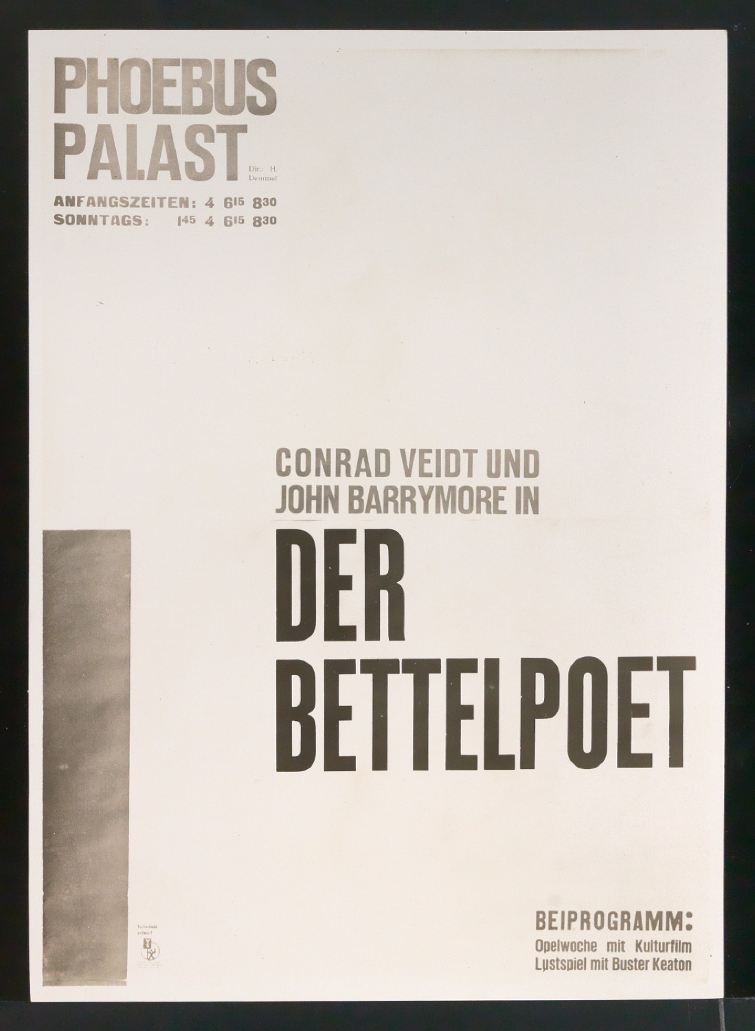 Reproduktionsfotografie von Plakat Der Bettelpoet für Phoebus-Palast — Blatt 3