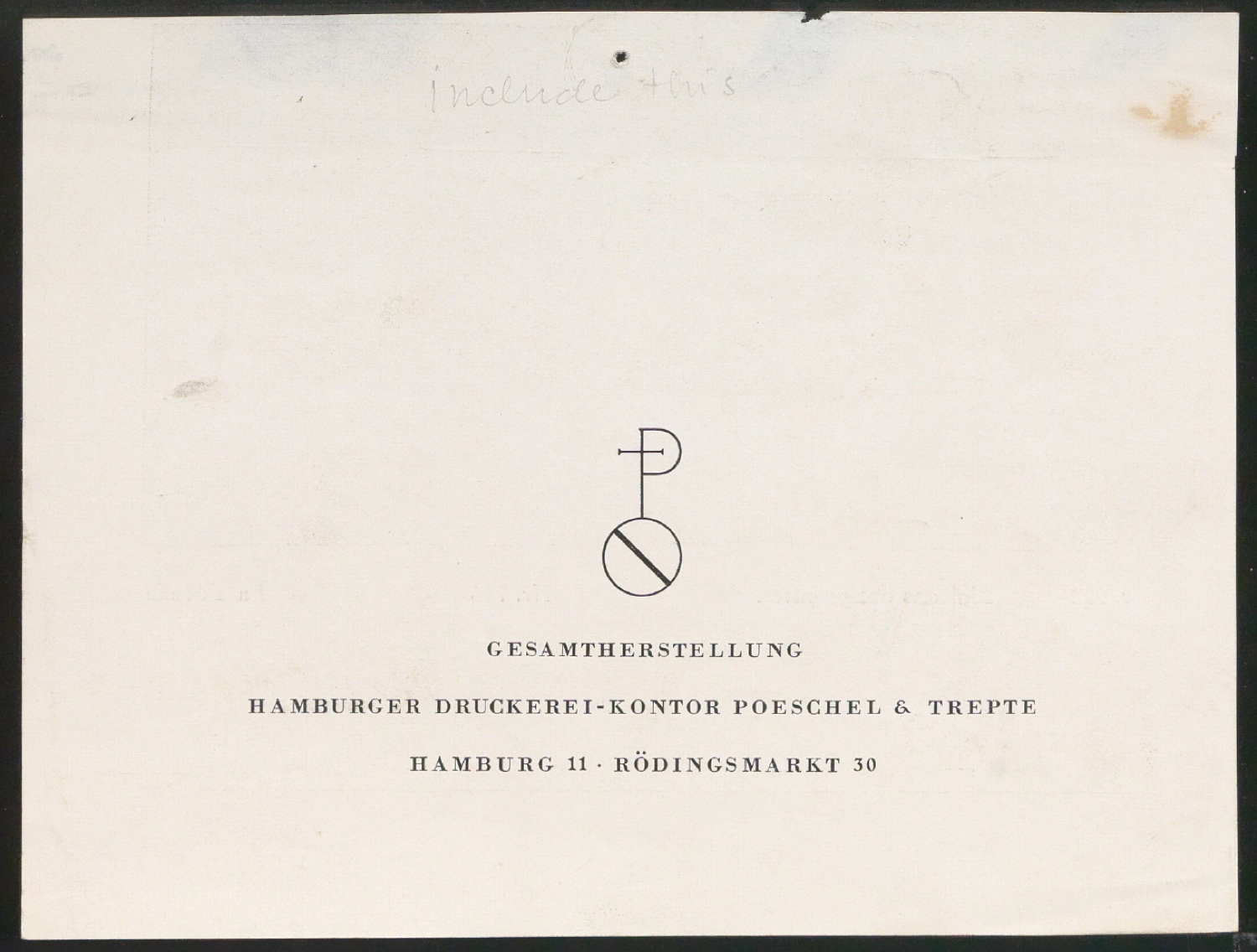 Verlegermarke für Poeschel & Trepte — Blatt 1