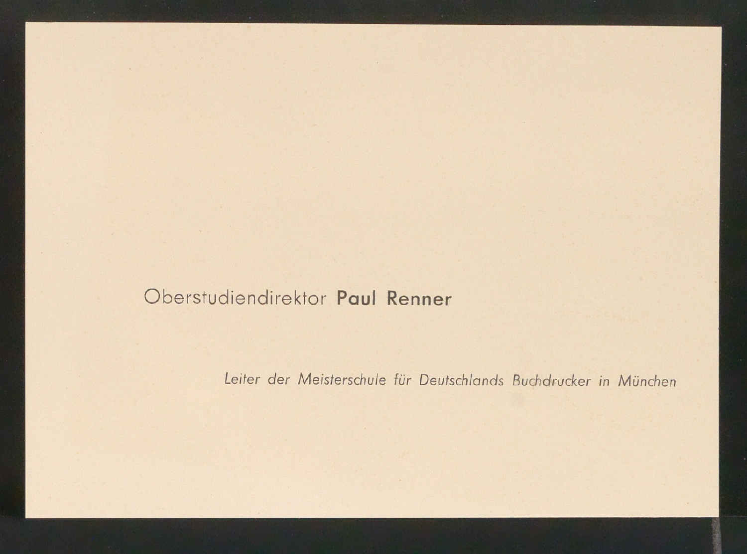 Visitenkarte für Paul Renner — Blatt 1