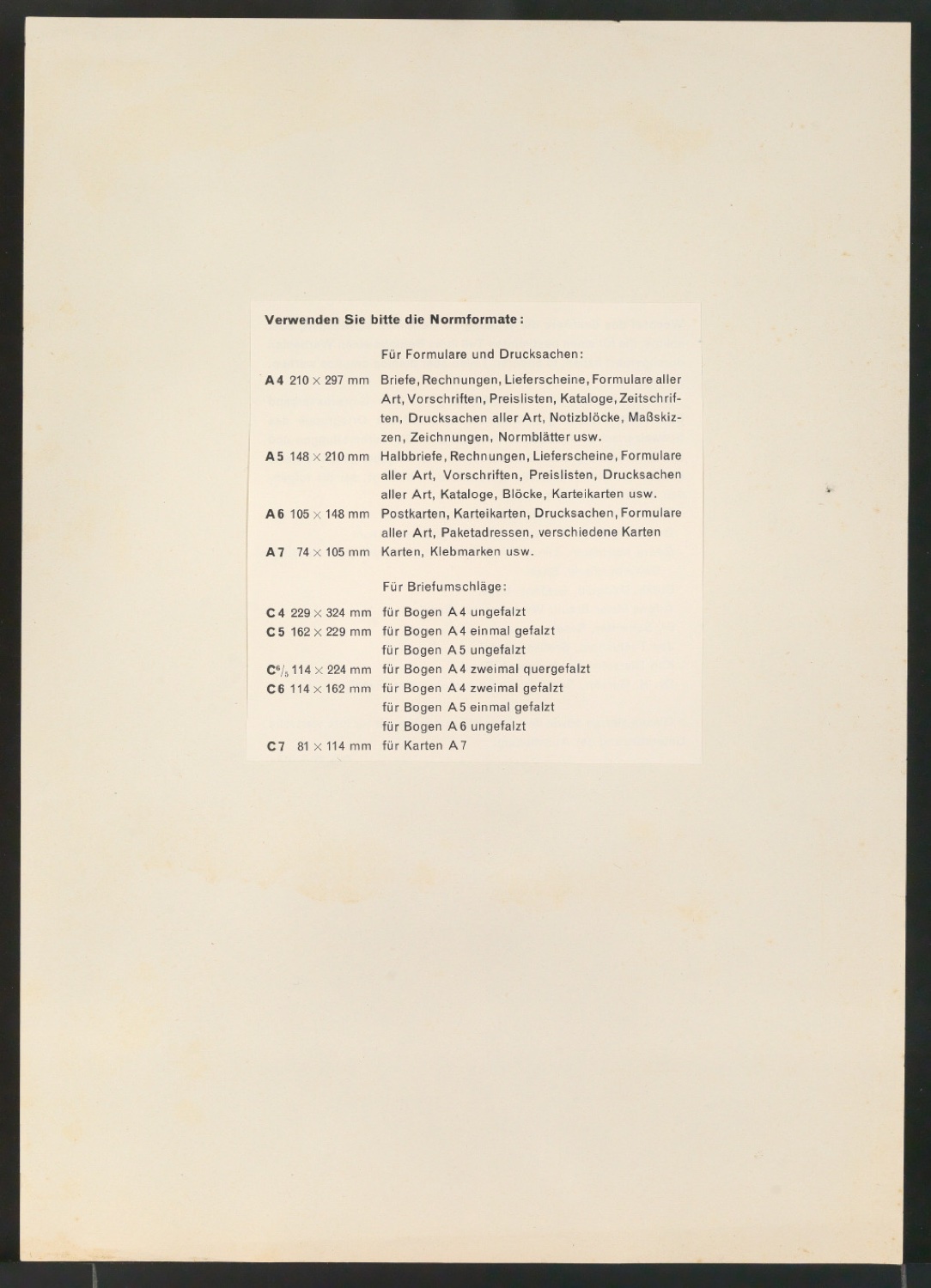 Verwenden Sie bitte die Normformate — Blatt 1
