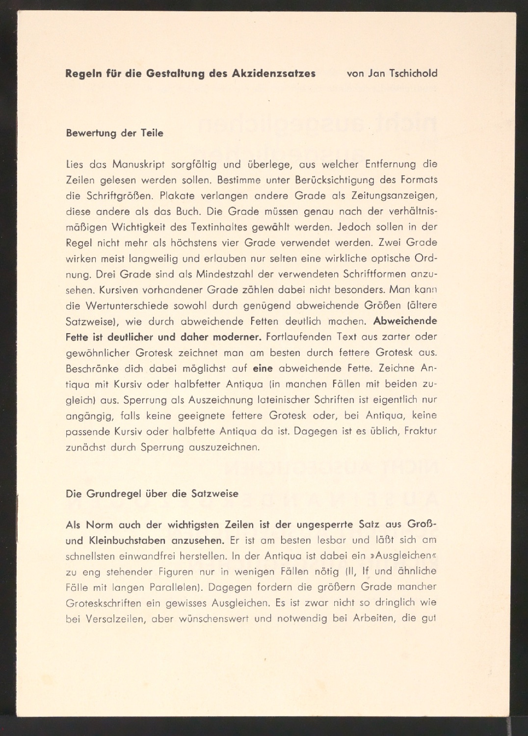 Regeln für die Gestaltung des Akzidenzsatzes — Blatt 1