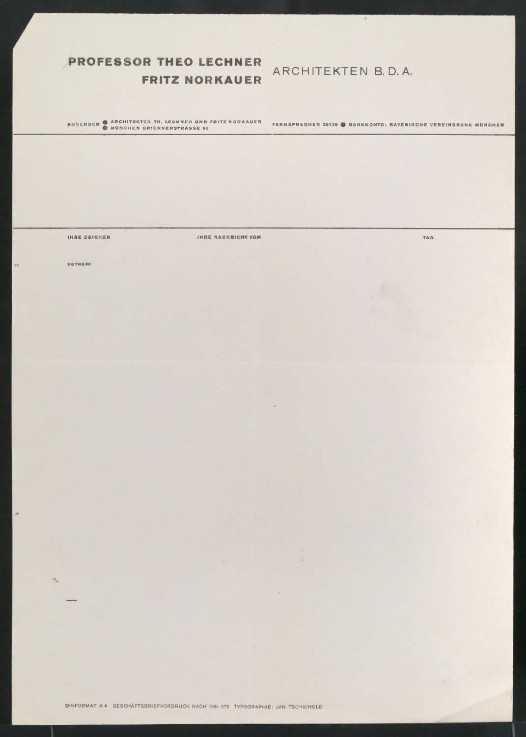 Briefbogen für Architekturbüro Lechner & Norkauer — Blatt 1