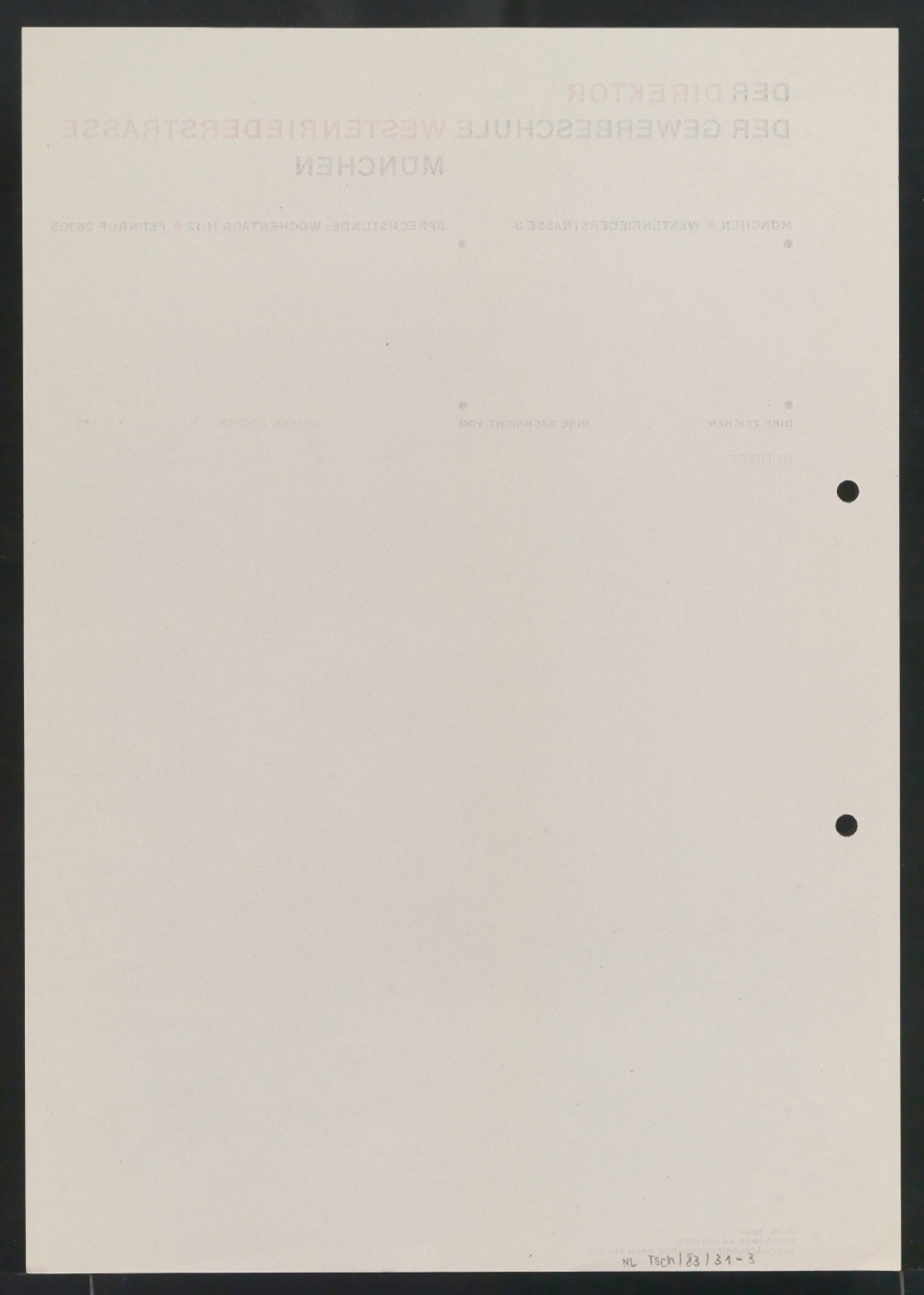 Korrekturfahne und Belegexemplare von Briefbogen Der Direktor der Gewerbeschule Westenriederstrasse — Blatt 6