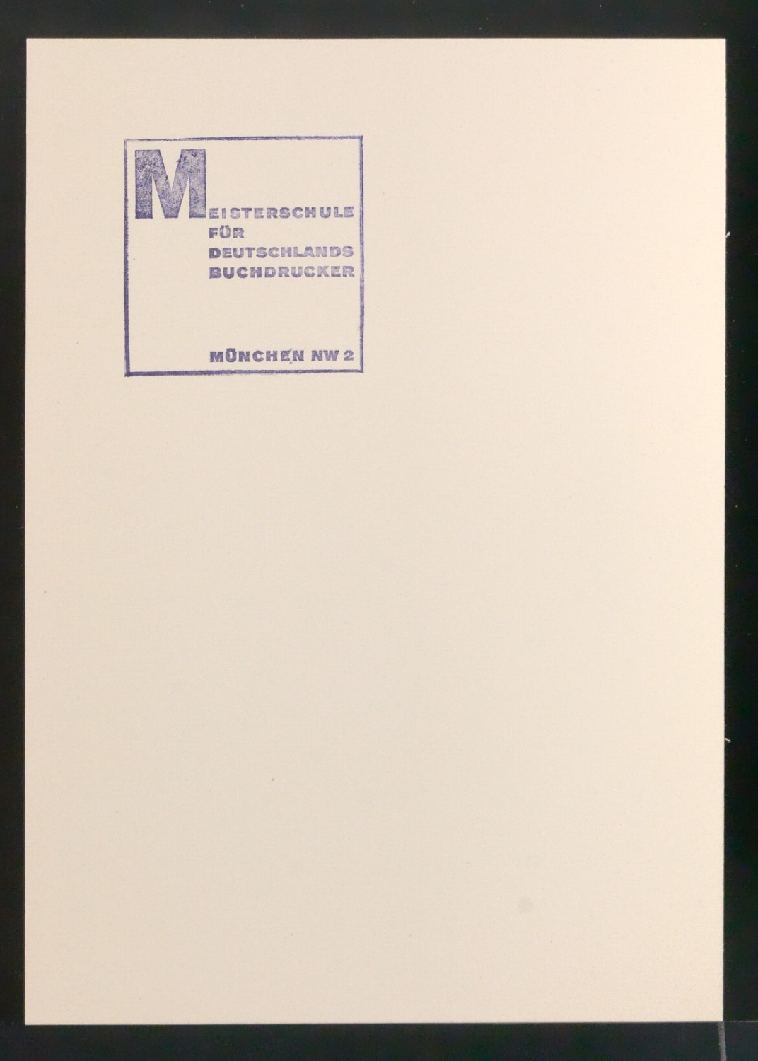 Karte mit Stempel für Meisterschule für Deutschlands Buchdrucker — Blatt 1