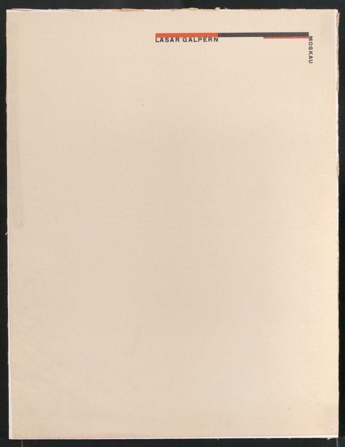 Briefbogen für Lasar Galpern auf Pappe montiert — Blatt 1