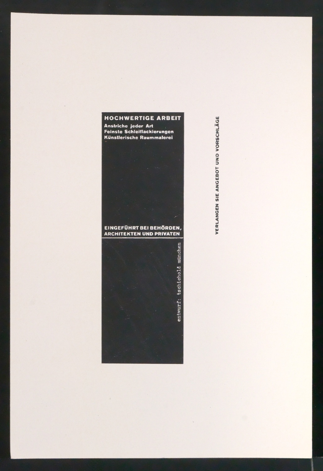 Probedrucke einer Anzeige Hochwertige Arbeit für ein Malergeschäft — Blatt 1