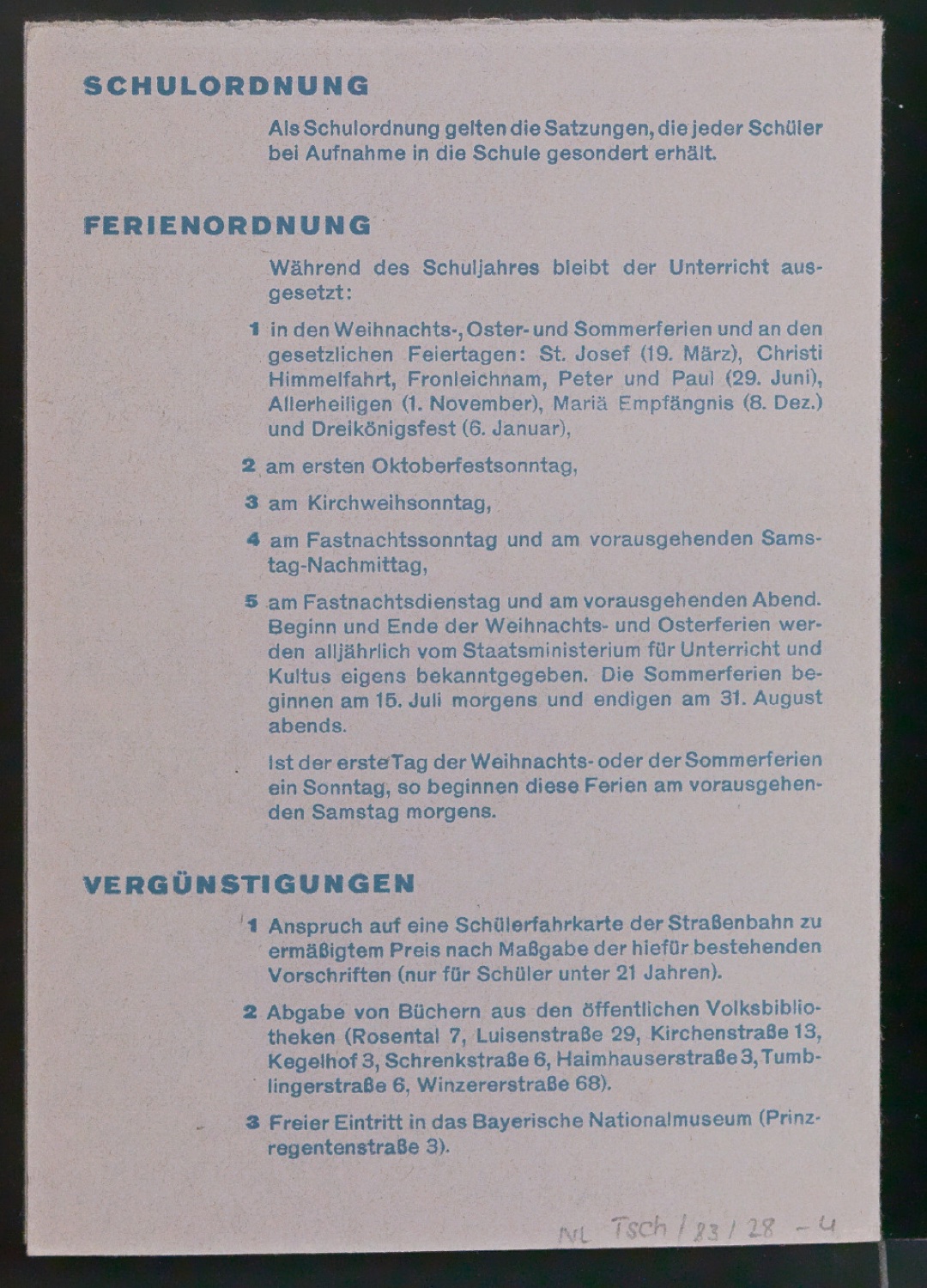 Schülerausweis für Schüler der Meisterschule für Deutschlands Buchdrucker — Blatt 3