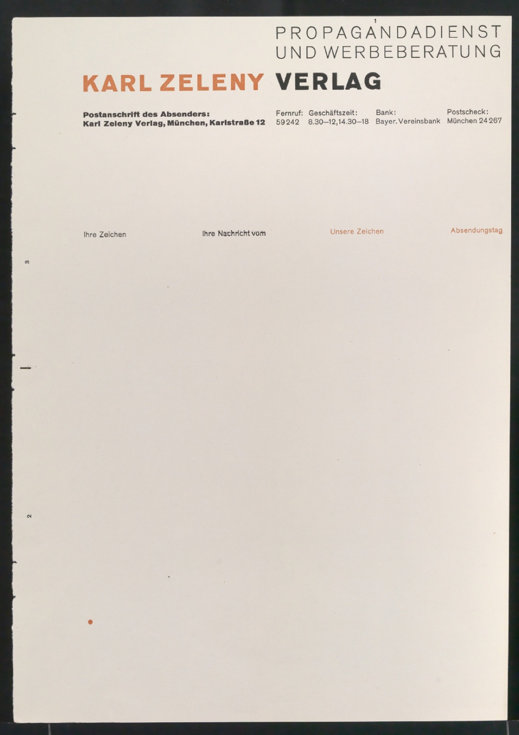 Briefbogen für Karl Zeleny Verlag — Blatt 3
