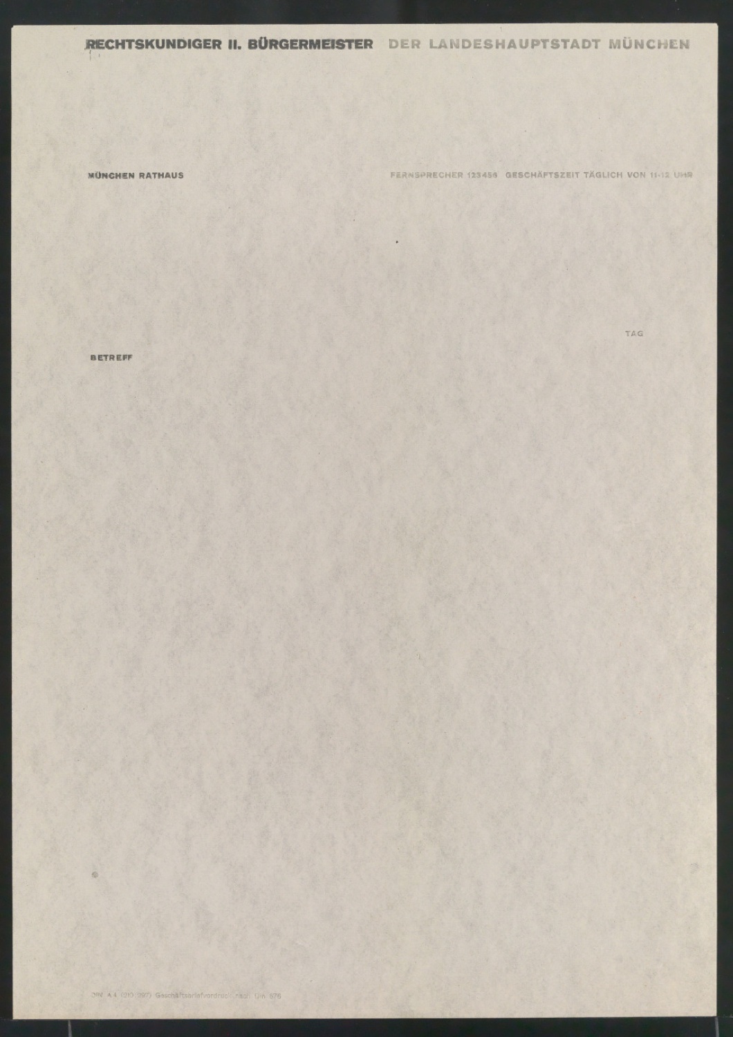 Probedrucke von Briefbogen nach DIN 676 — Blatt 1
